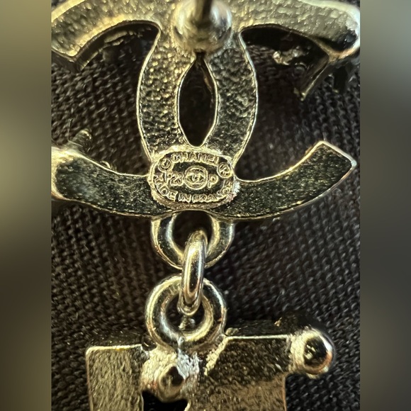 Chanel “23P” Pendant Silver Tone and Crystal Dangle Earrings - Picture 8 of 9